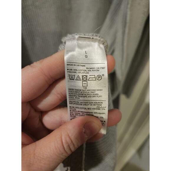 Old Navy Open Front Long Cardigan Sweater Gray L NWT Textured Knit Pockets - Picture 5 of 8